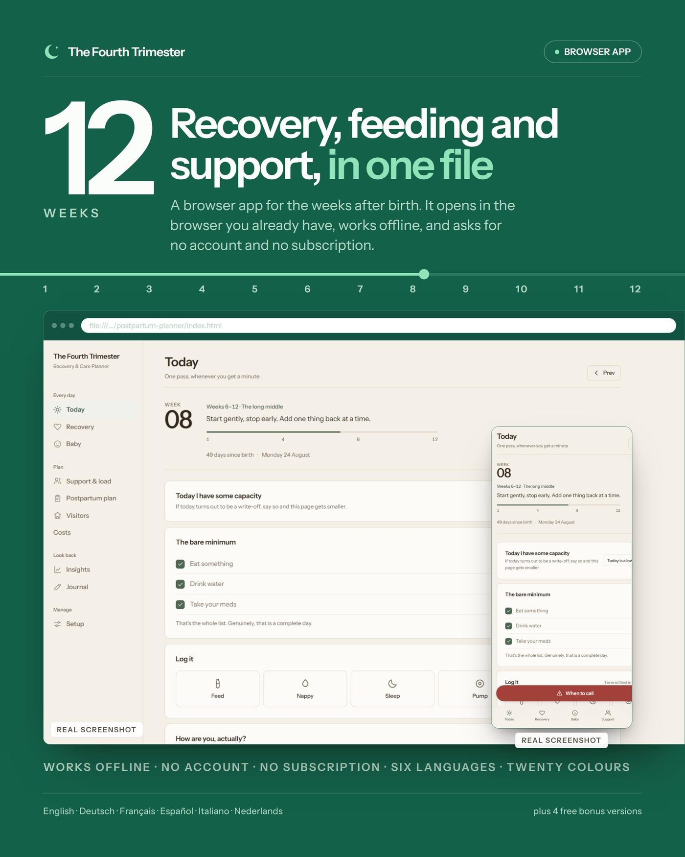 Fourth Trimester Recovery Planner, Postpartum Care Tracker, Baby Log (Digital Planner)