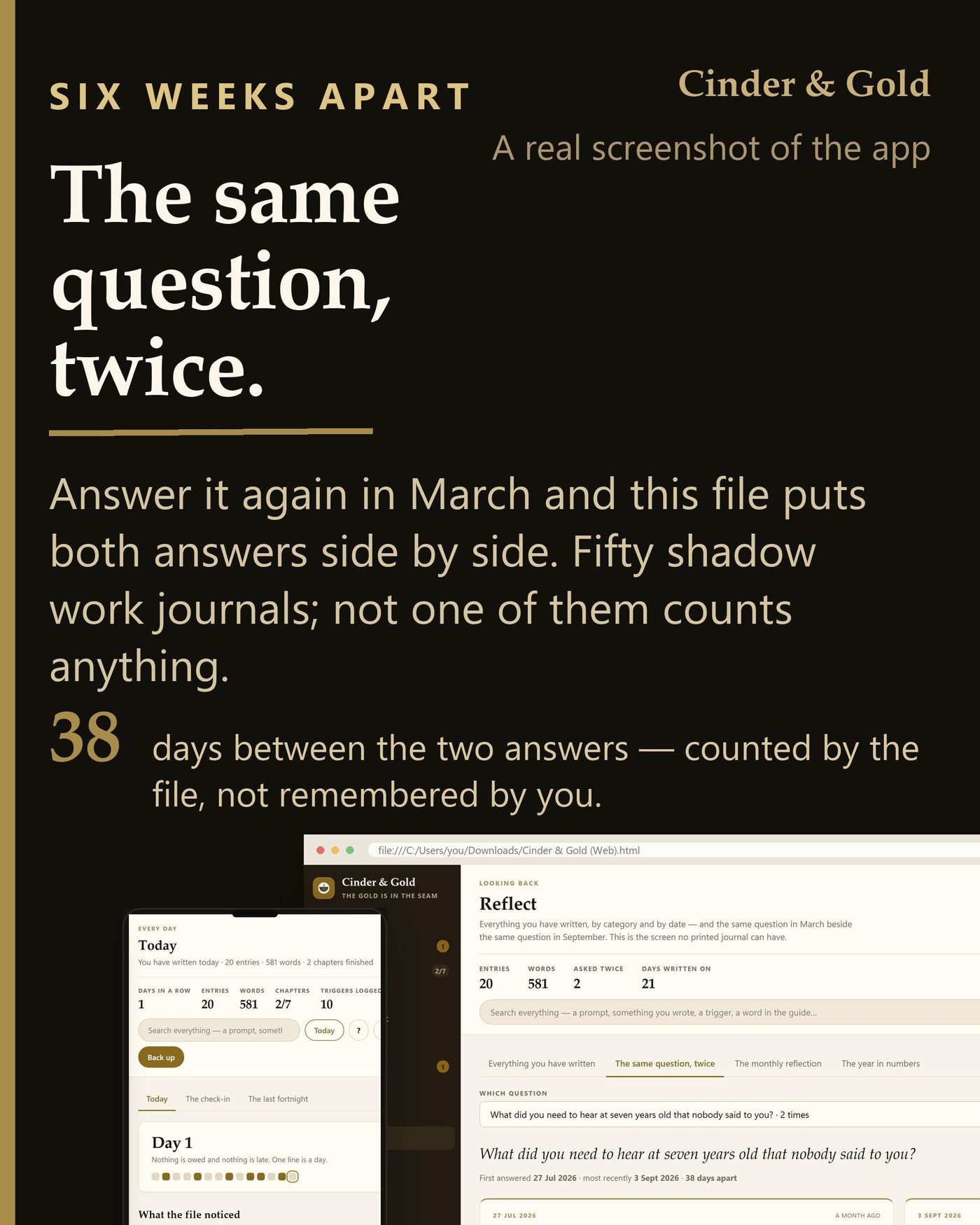 Shadow Work Journal App | 520 Prompts, Trigger Log, Offline (Digital Download)