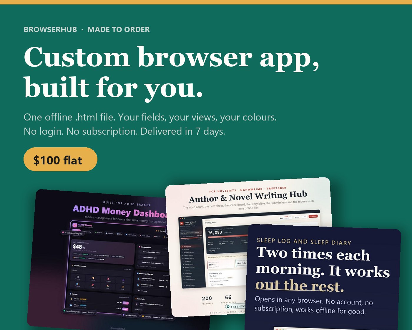 Custom Browser App, Built for You: Your Own Offline Planner, Tracker or Dashboard